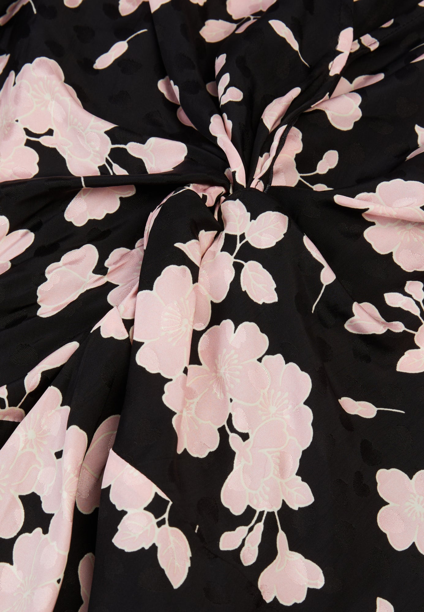 Floral Print Dress With Draping | Women | Black x Pink