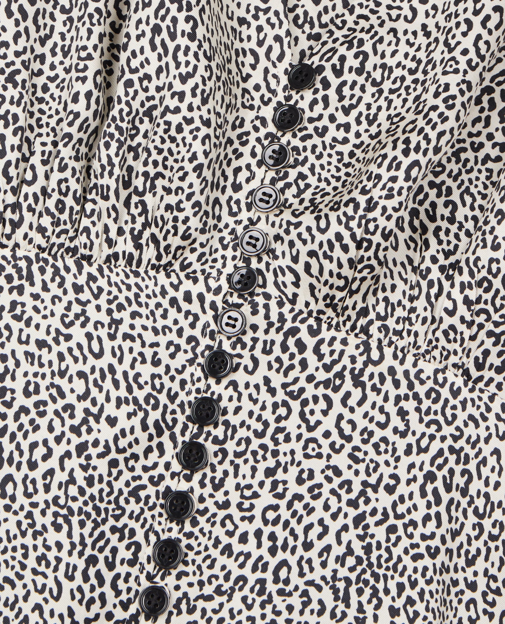 Ivory And Leopard Print Short Dress With Buttons | Women | Black x White