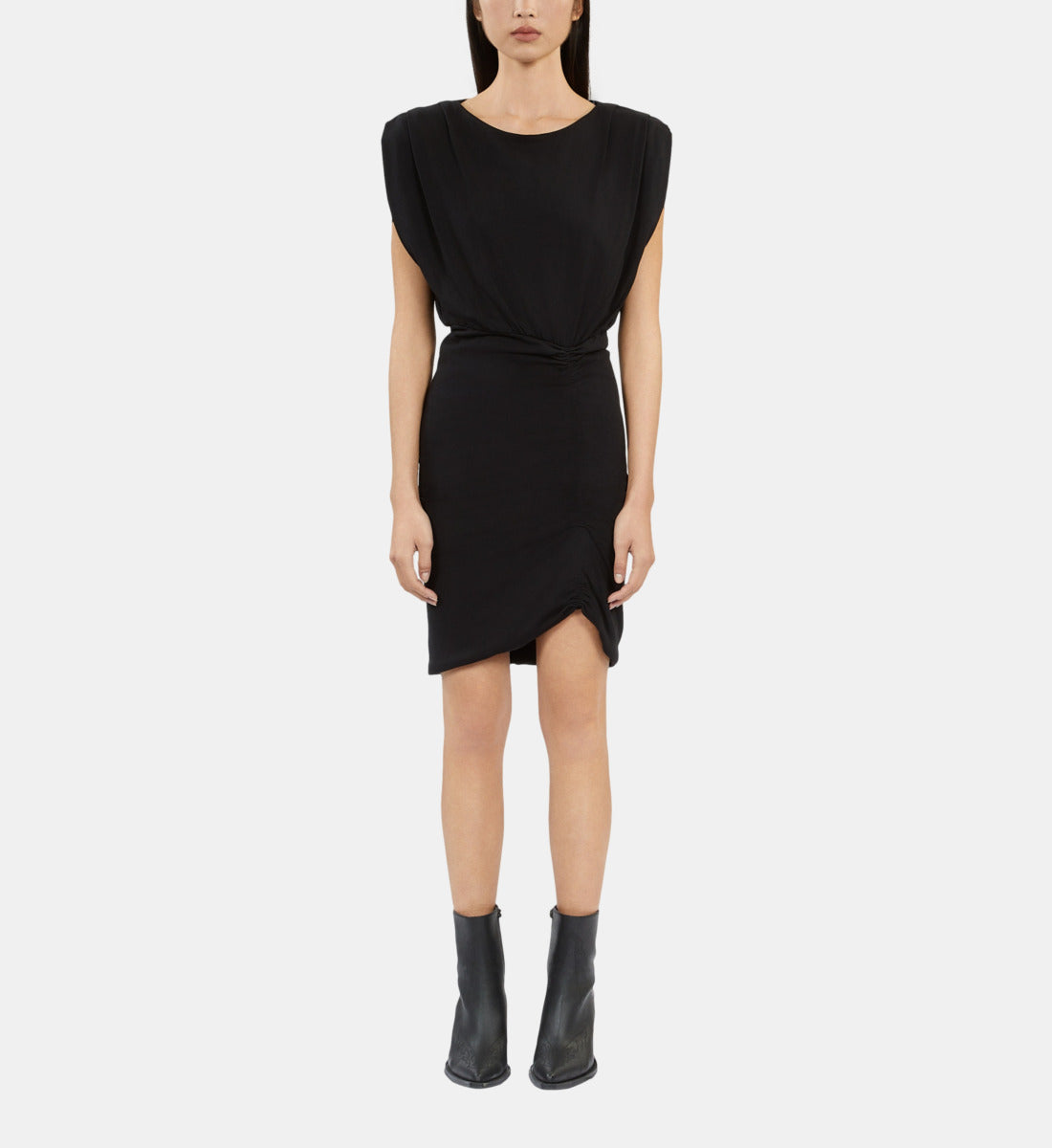 Short Dress With Shirring | Women | Black