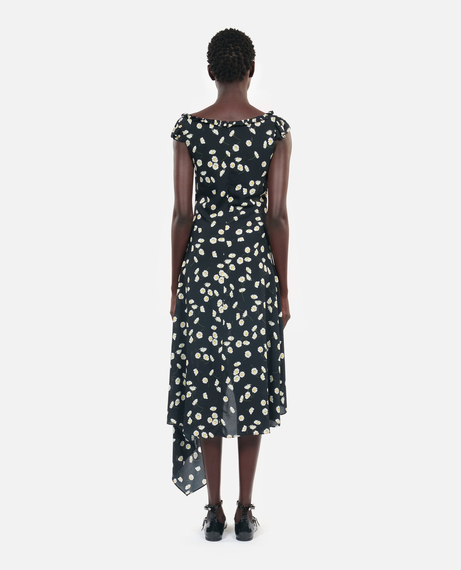 Floral Printed Long Dress | Women | Black x White