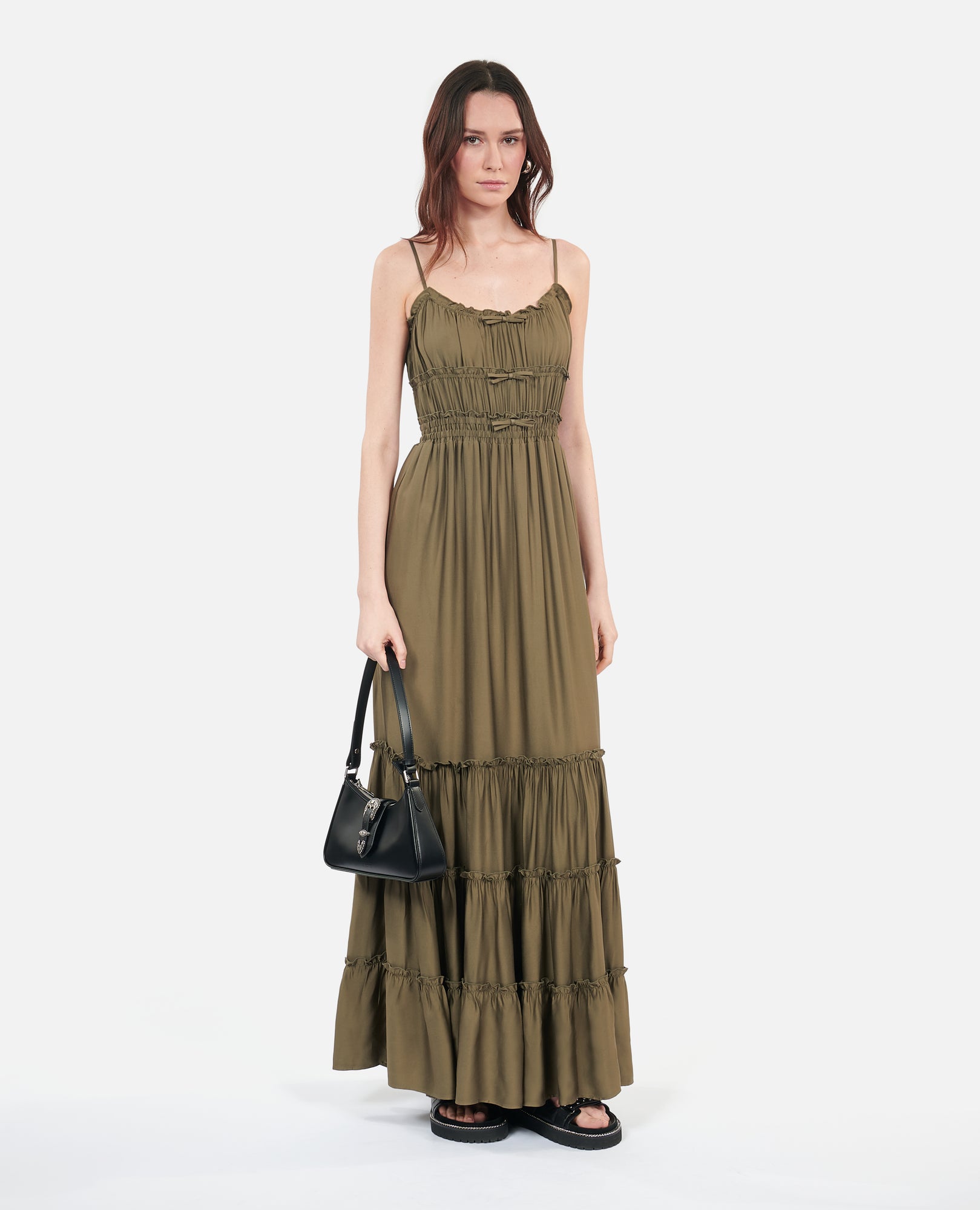 Long Dress With Bows | Women | Khaki