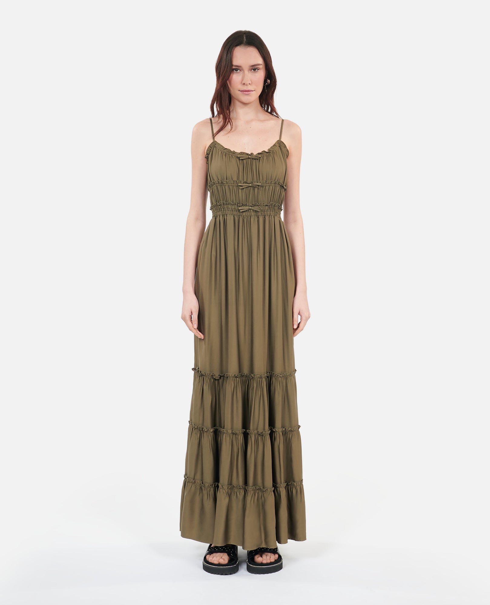 Long Dress With Bows | Women | Khaki