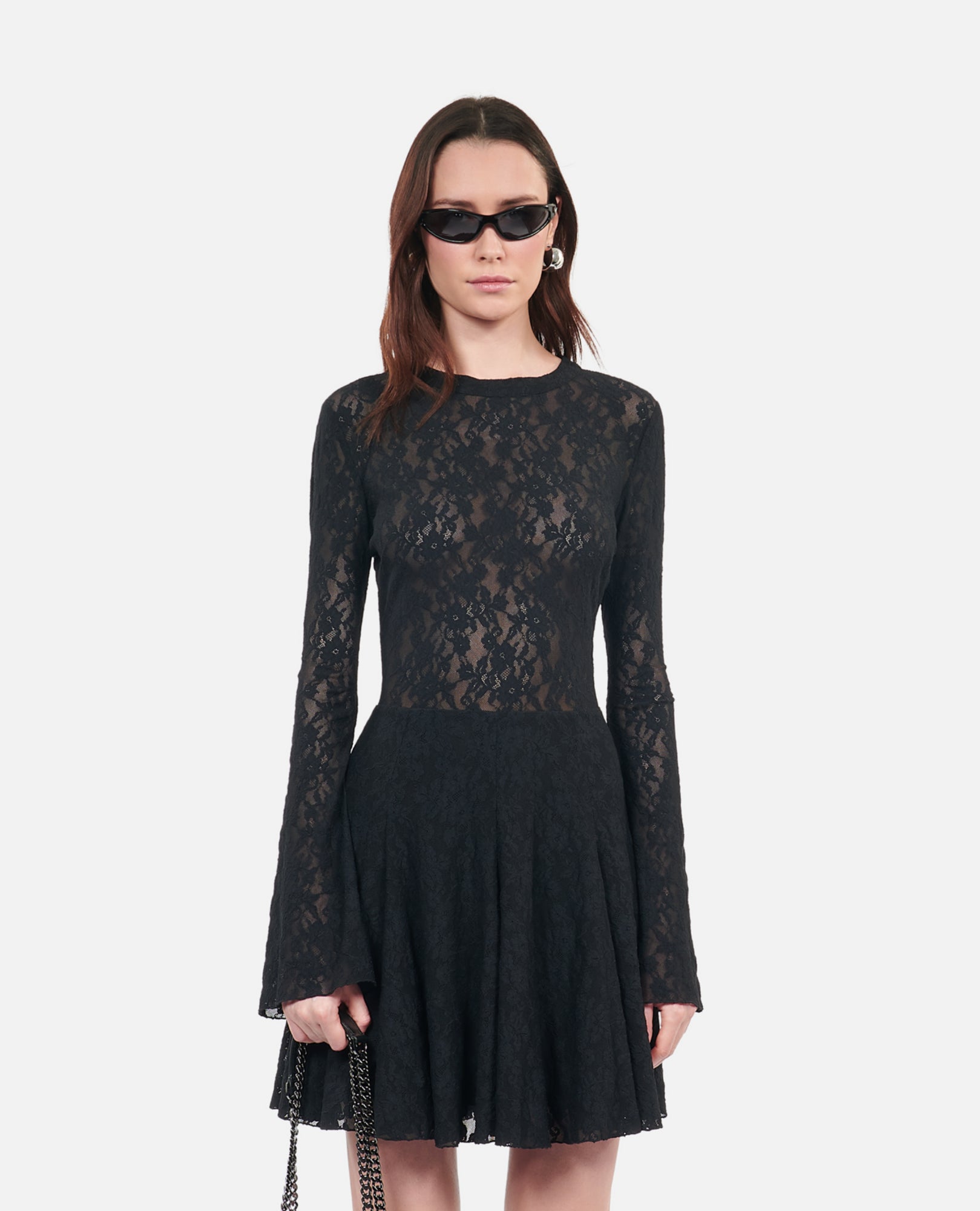 Short Lace Skater Dress | Women | Black