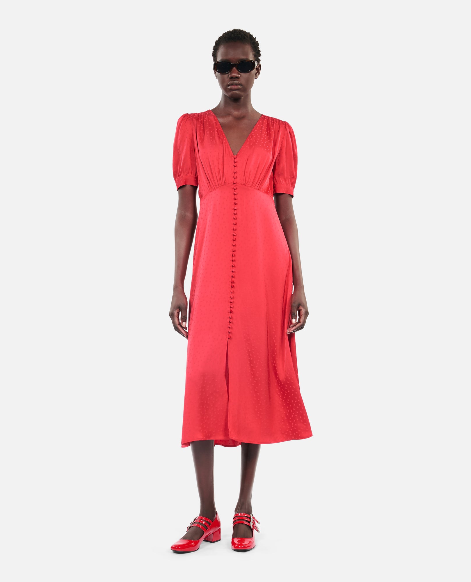 Red Long Dress With Buttoning | Women | Rubis