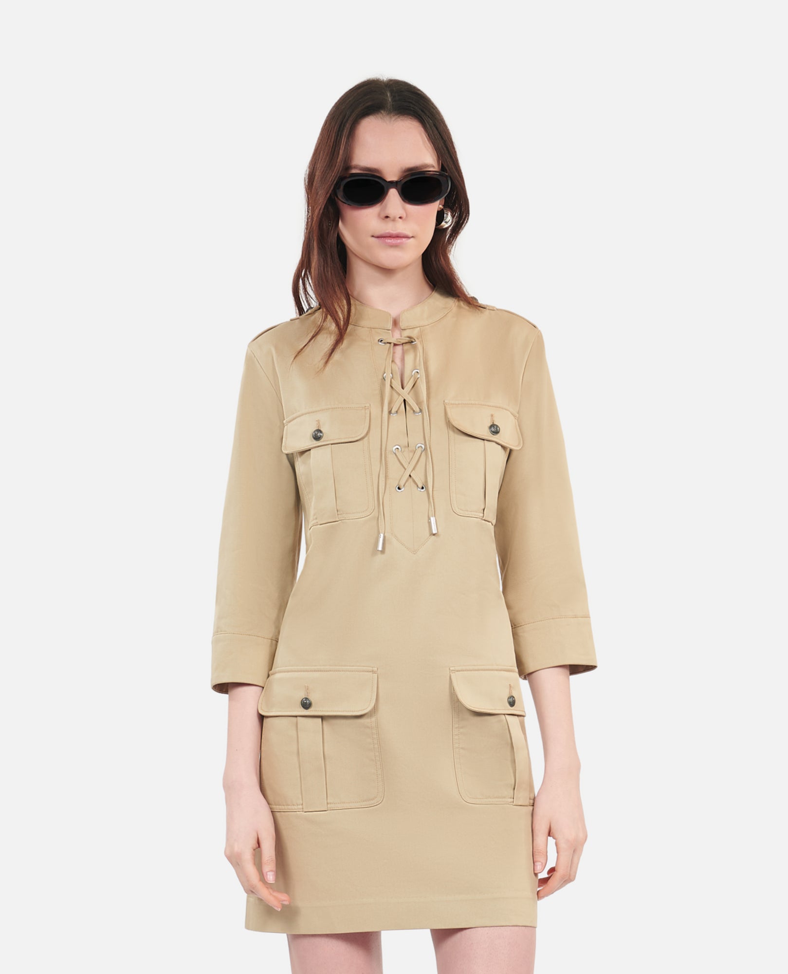 Short Safari Dress | Women | Beige