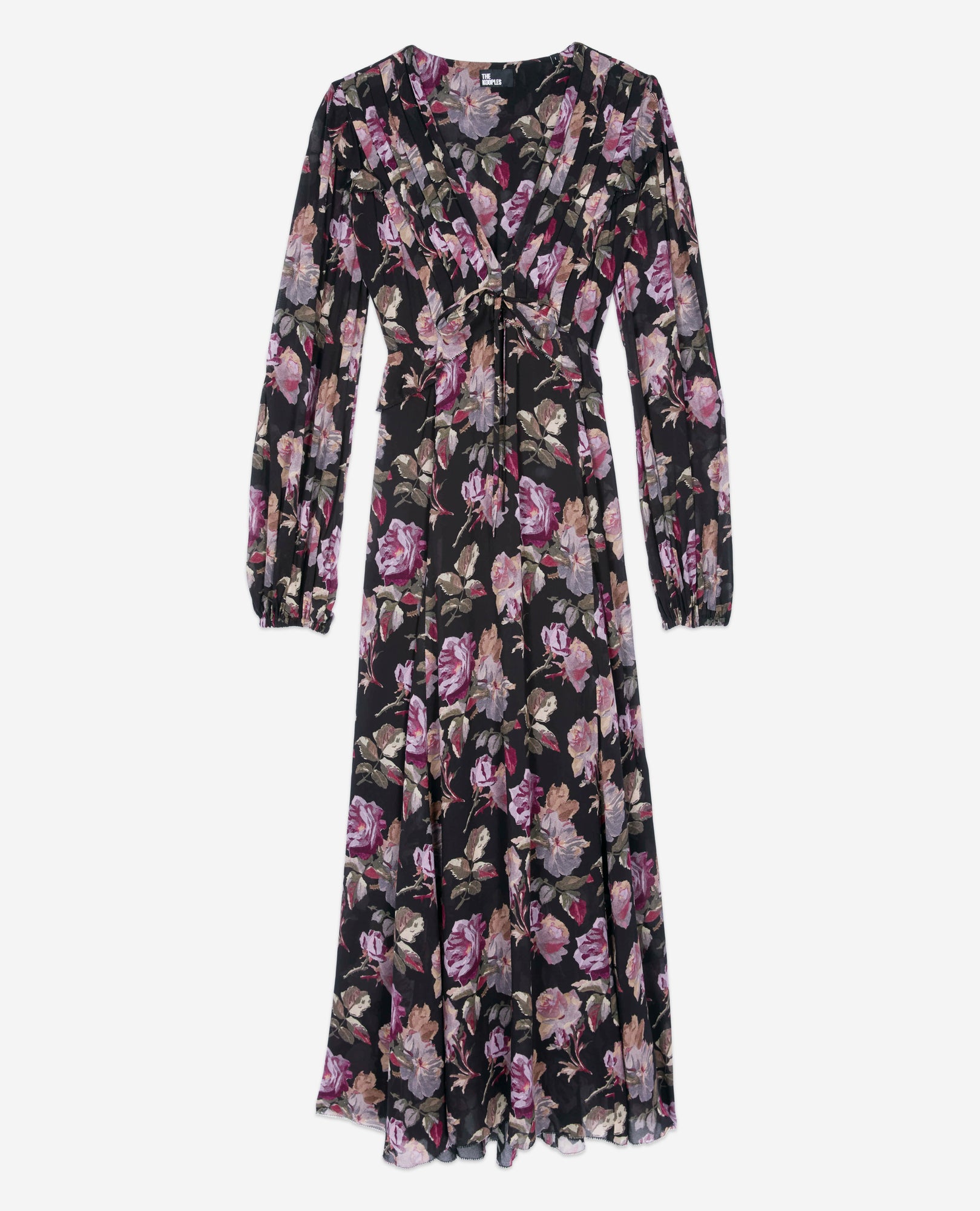 Long Floral Print Dress | Women | Black x Purple