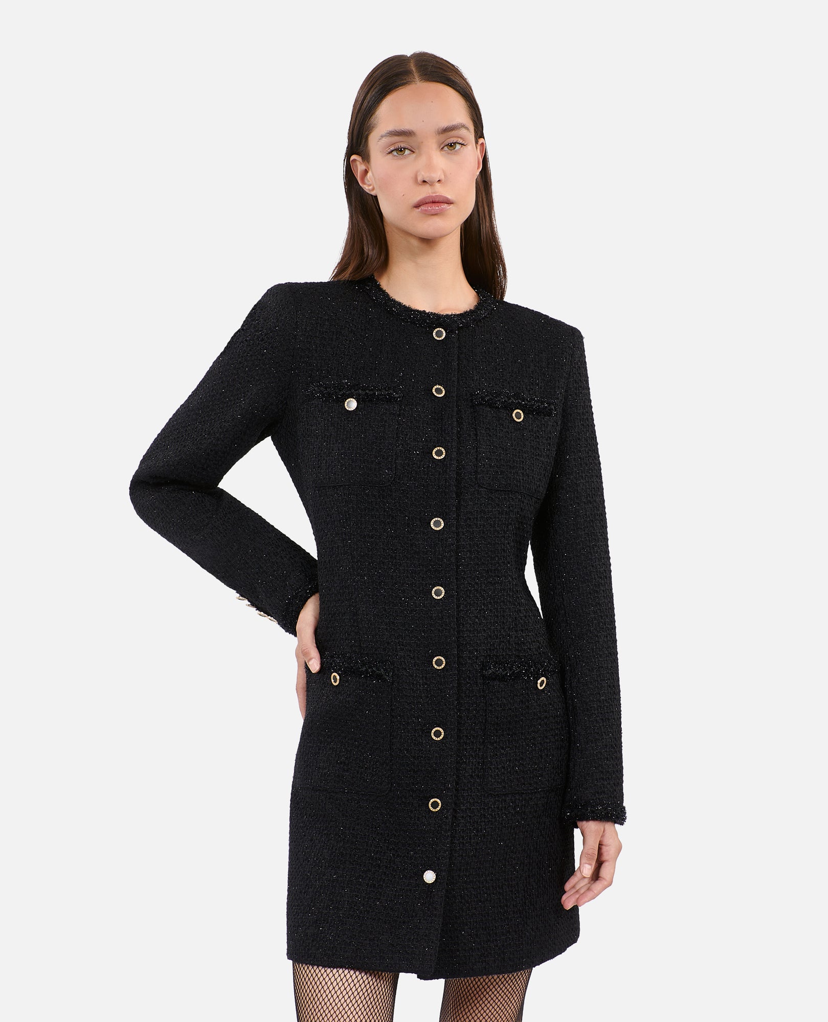 Short Tweed Dress | Women | Black