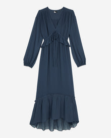 Long Silk Dress | Women | Navy Blue