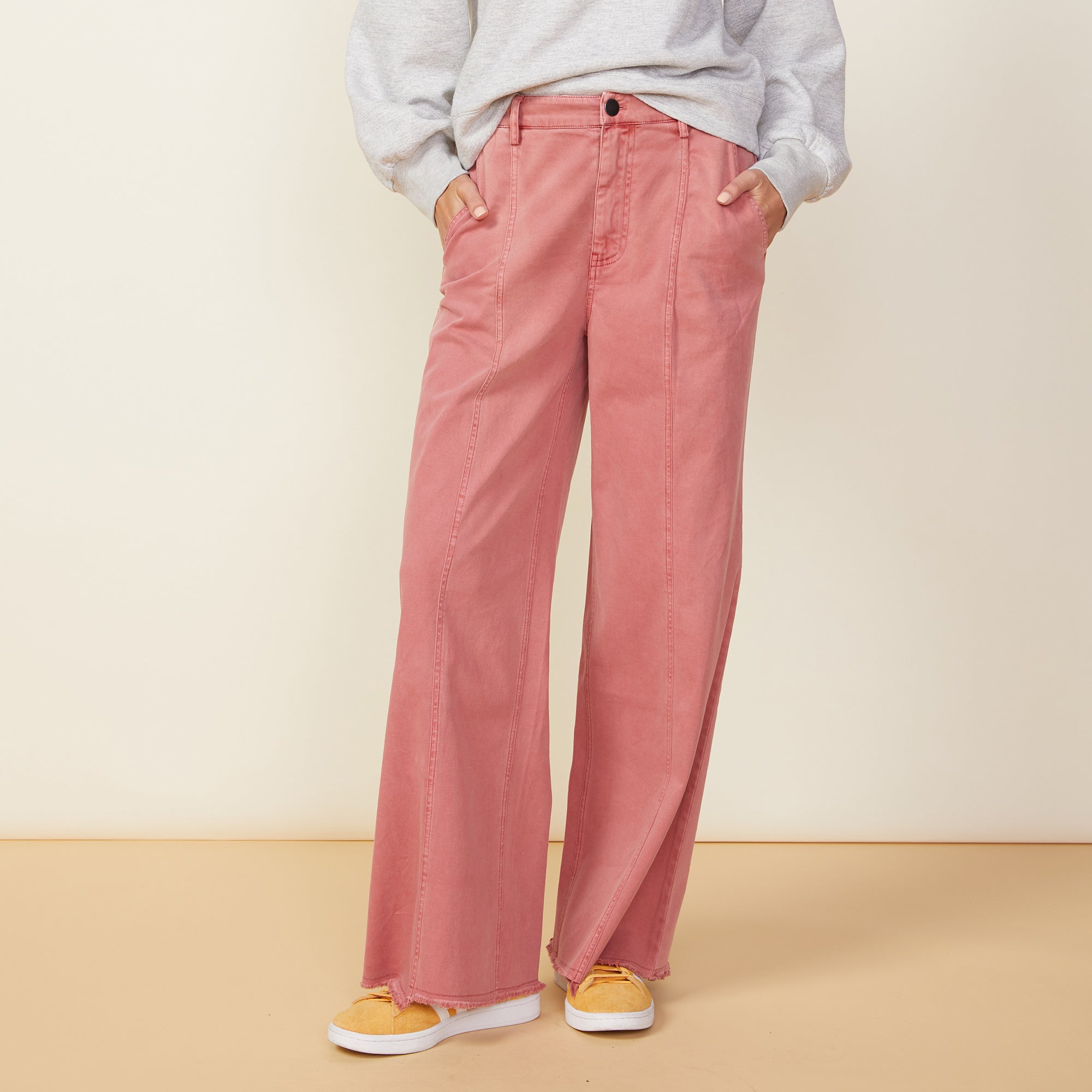 Wide Leg Seamed Pants | Women | Faded Rose