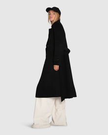 Women | Front Runner Wool Blend Belted Coat | Black