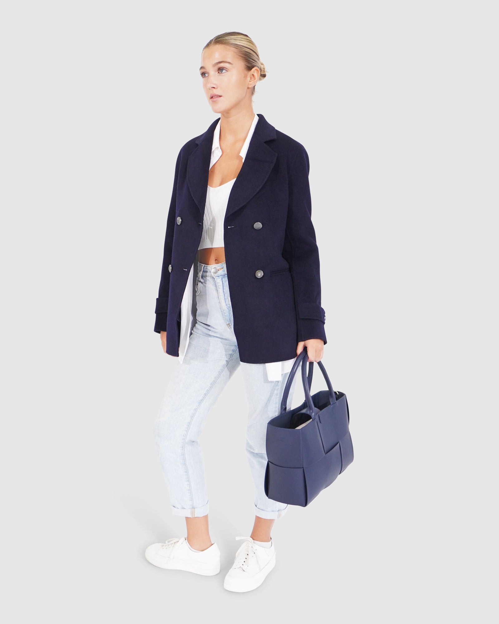 Women | Forget You Wool Blend Military Peacoat | Navy