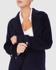 Women | Forget You Wool Blend Military Peacoat | Navy