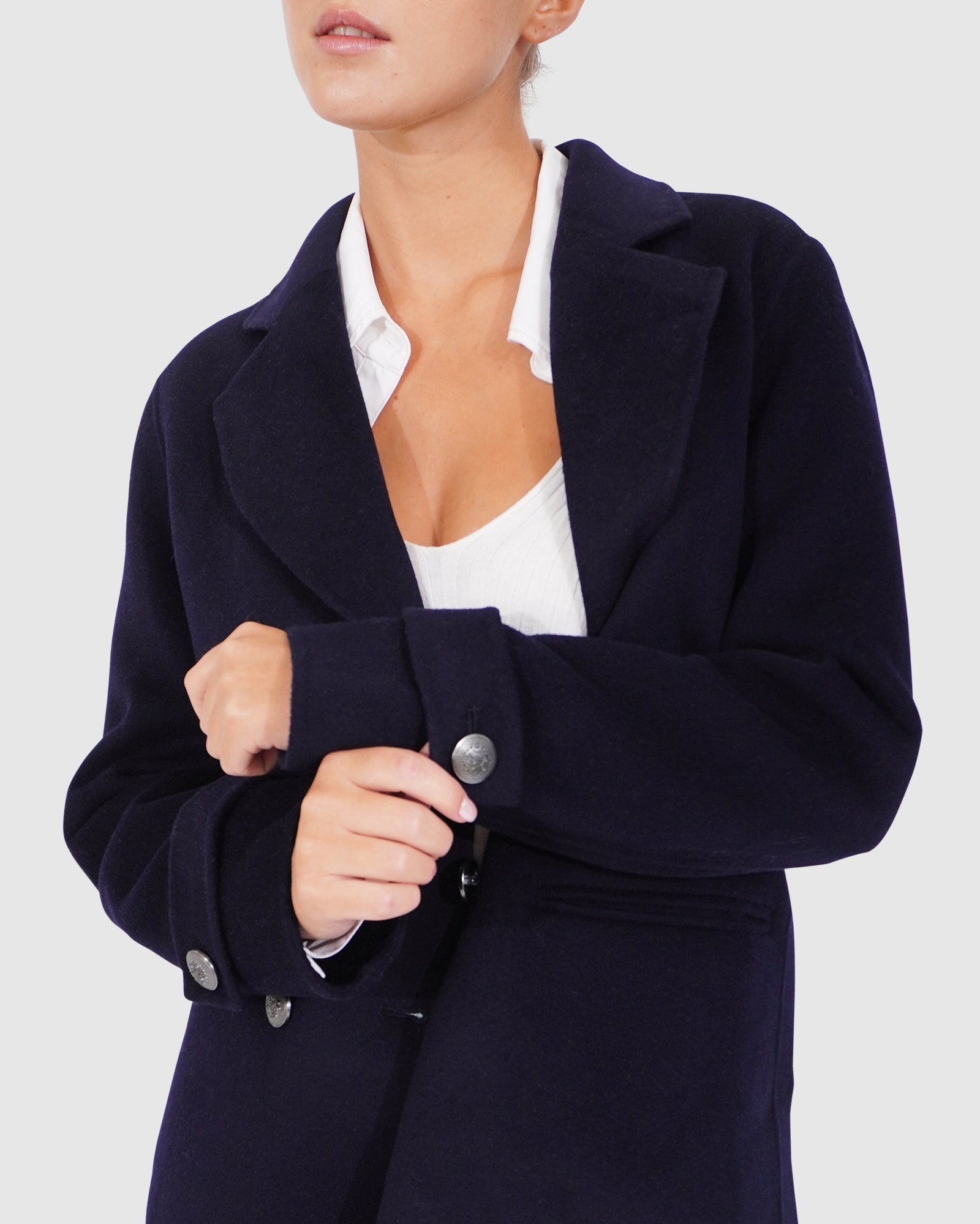 Women | Forget You Wool Blend Military Peacoat | Navy