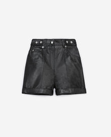 Leather Shorts With Cuffs And Belt | Women | Black