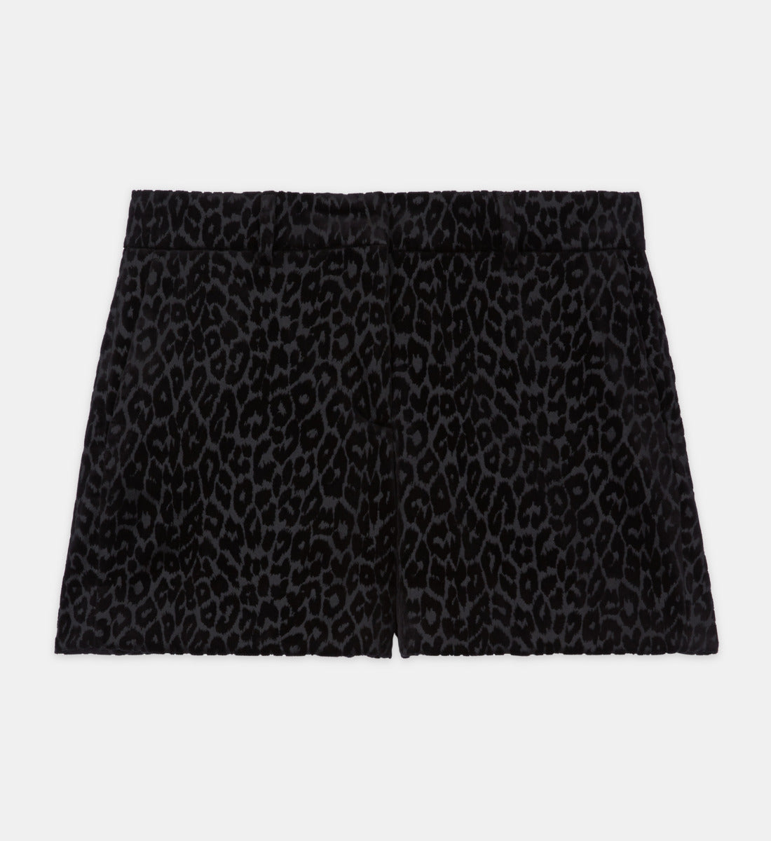 Velvet Leopard Print Shorts | Women | Black