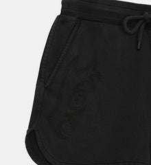 Fleece Shorts With Western-Style Embroidery | Women | Black Washed