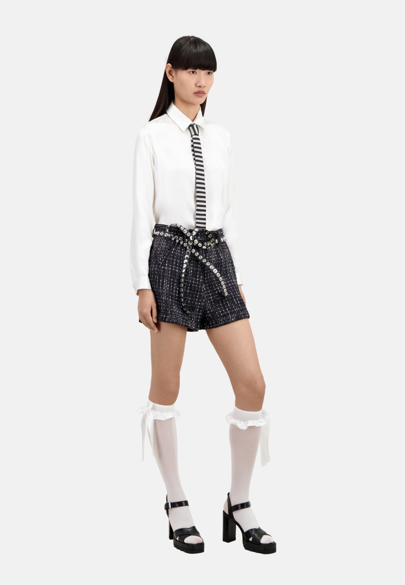 Tweed Shorts | Women | Black x White