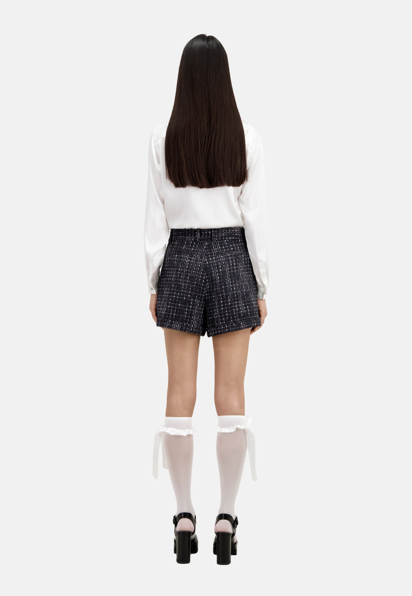 Tweed Shorts | Women | Black x White