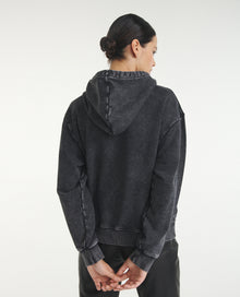 Faded Hoodie With Contrasting Logo | Women | Black Washed