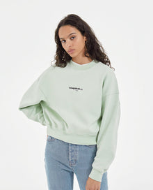 Mint Crew-Neck Sweatshirt W/ Triple Logo | Women | Green