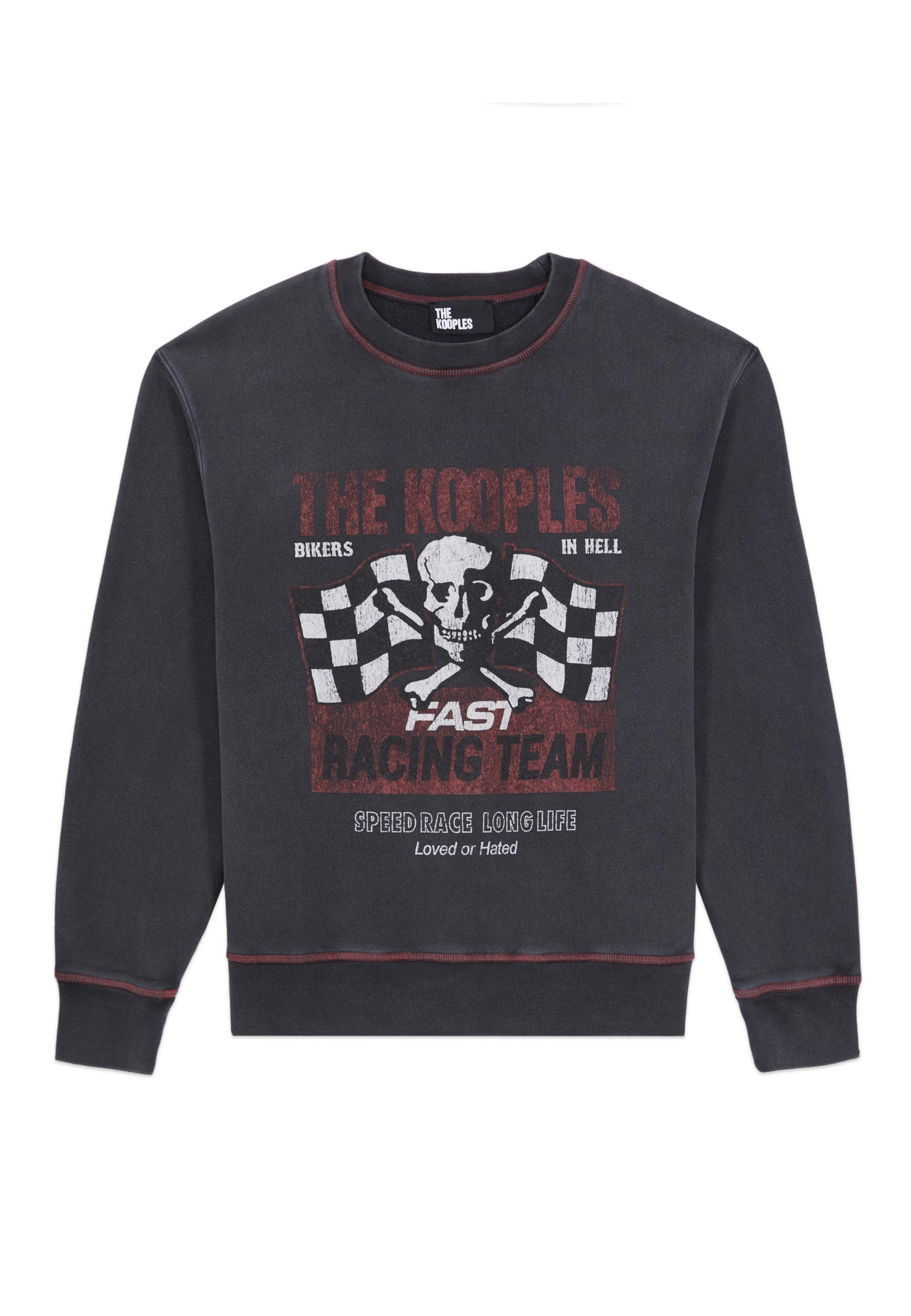 Sweatshirt With Racing Skull Serigraphy | Women | Black Washed