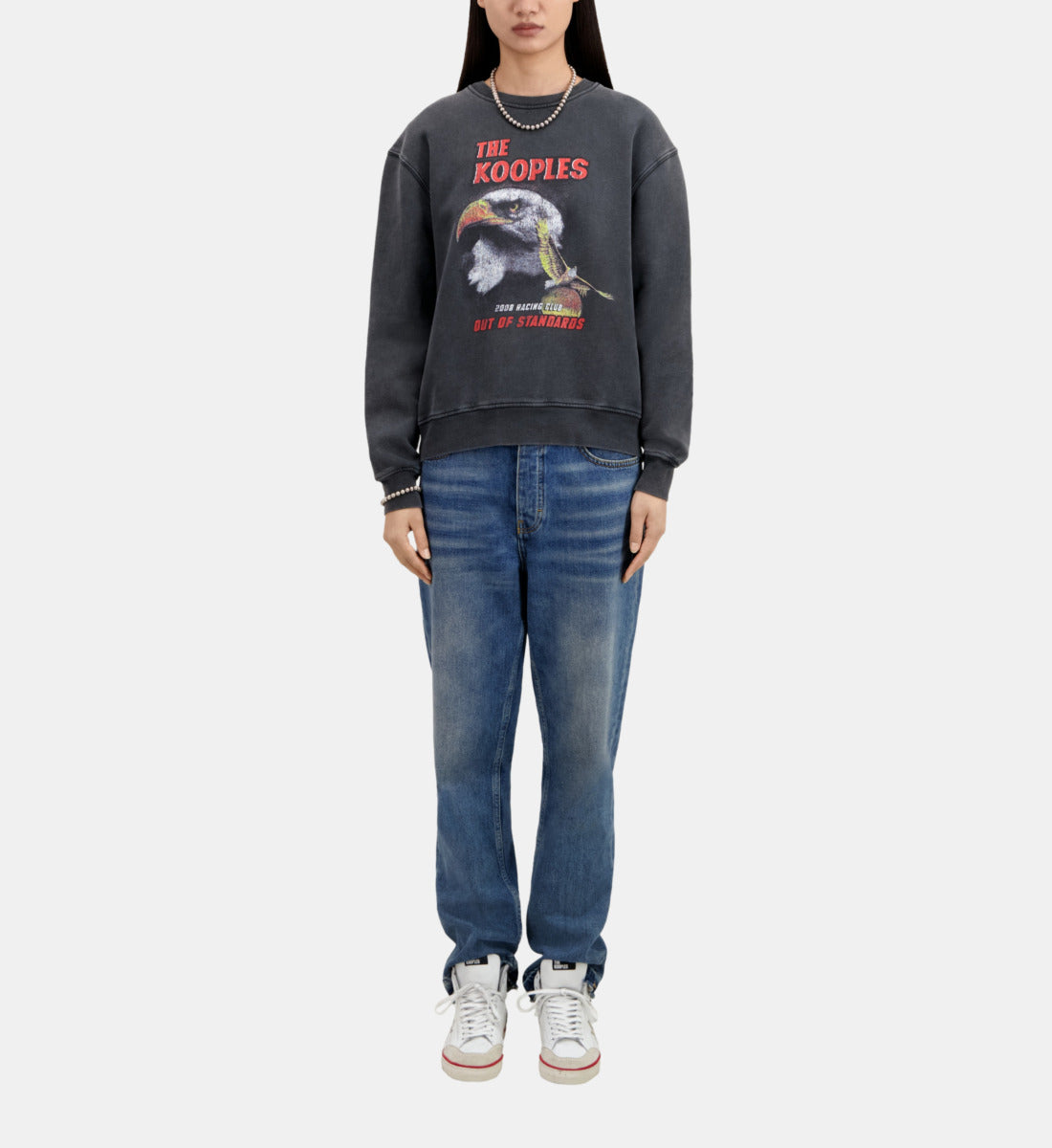 Sweatshirt With Eagle Serigraphy  | Women | Black Washed