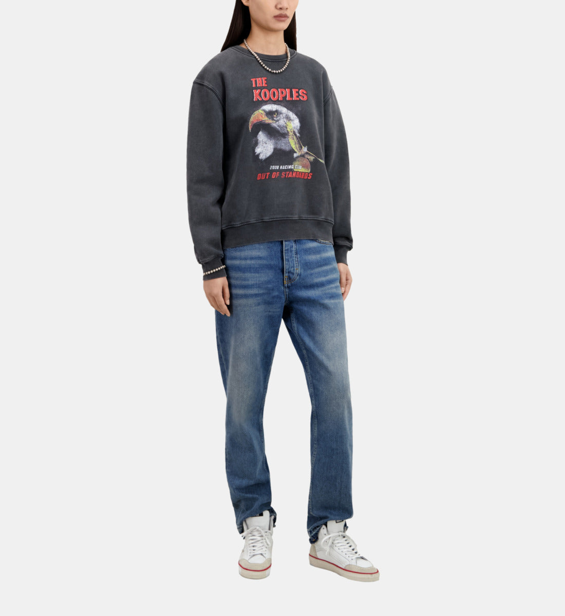 Sweatshirt With Eagle Serigraphy  | Women | Black Washed