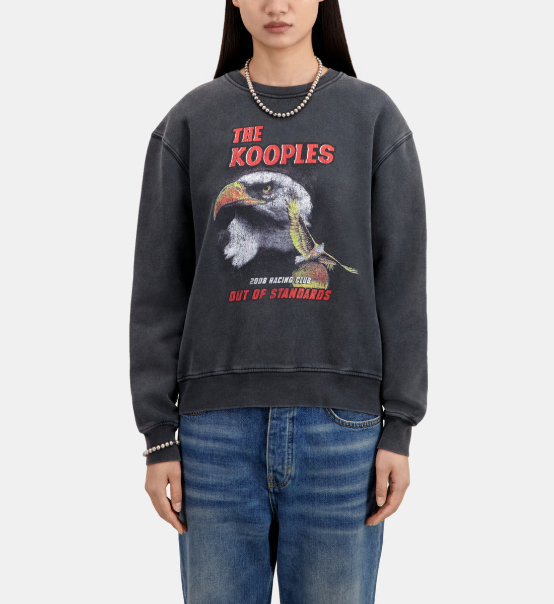 Sweatshirt With Eagle Serigraphy  | Women | Black Washed