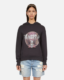 Grey Hoodie With Rock Eagle Serigraphy | Women | Carbone