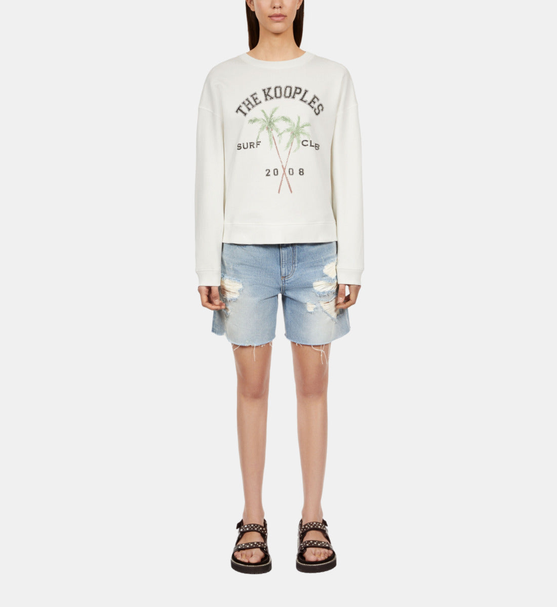 Sweatshirt With Surf Club Serigraphy | Women | Ecru