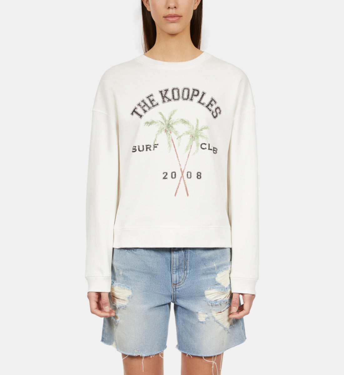 Sweatshirt With Surf Club Serigraphy | Women | Ecru