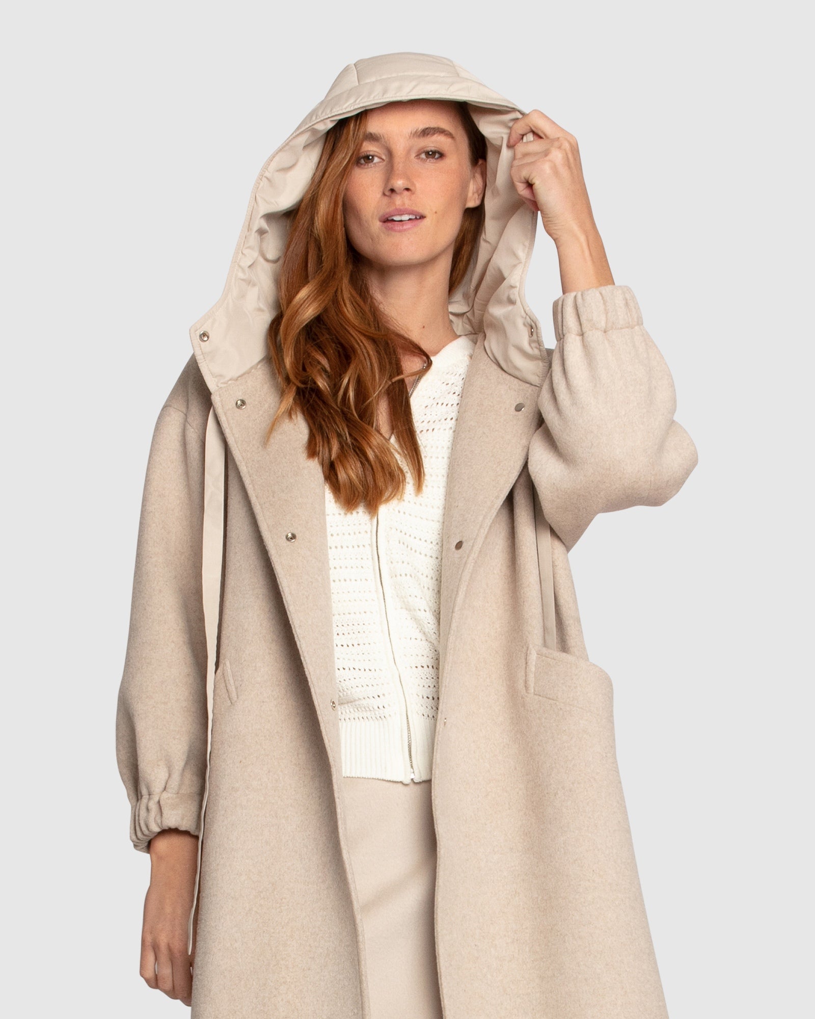 Women | Fantasy Land Wool Blend Hooded Coat | Sand
