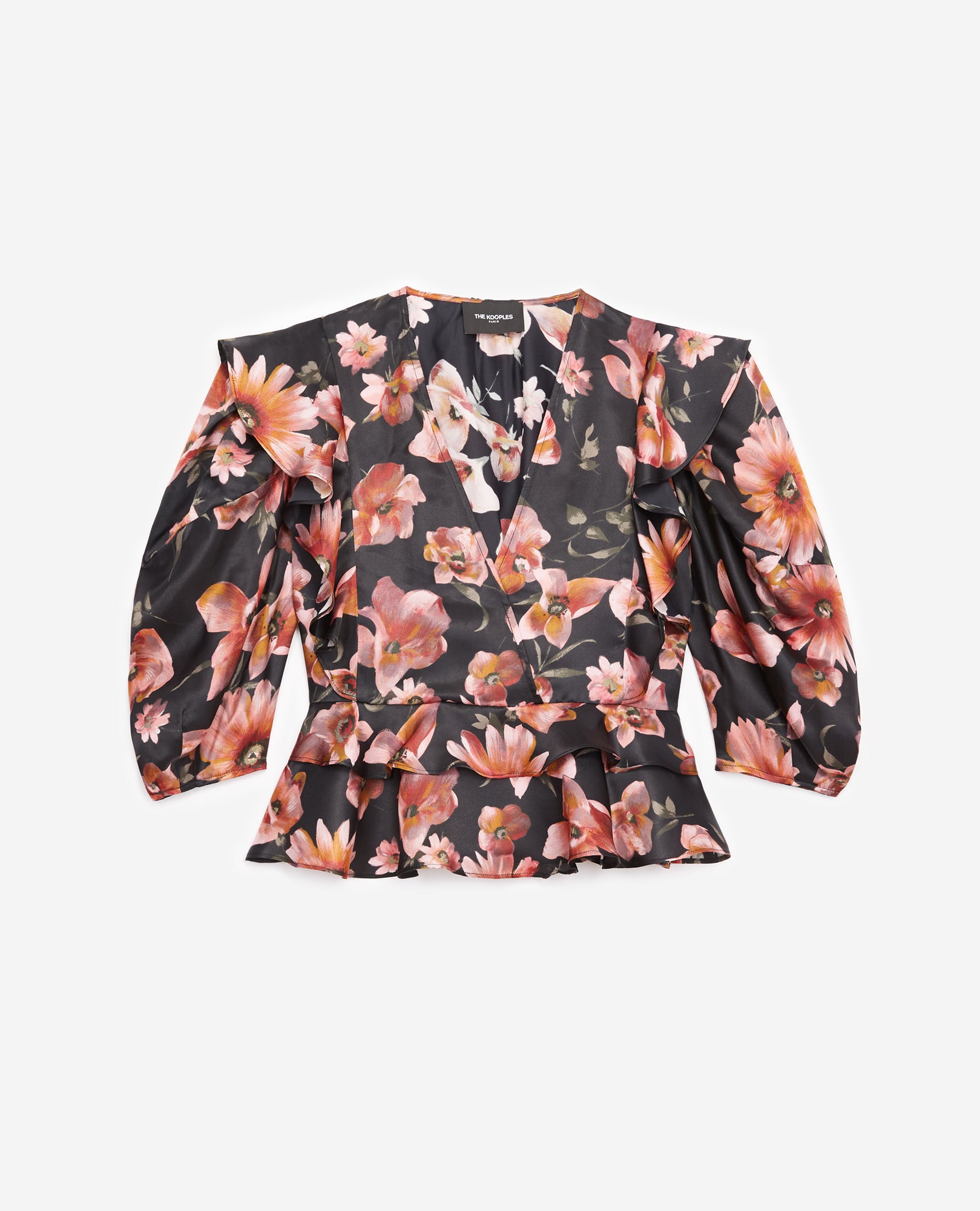 Frilly Top With Floral Print | Women | Black