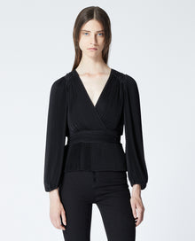 Wrap Top With Pleating | Women | Black