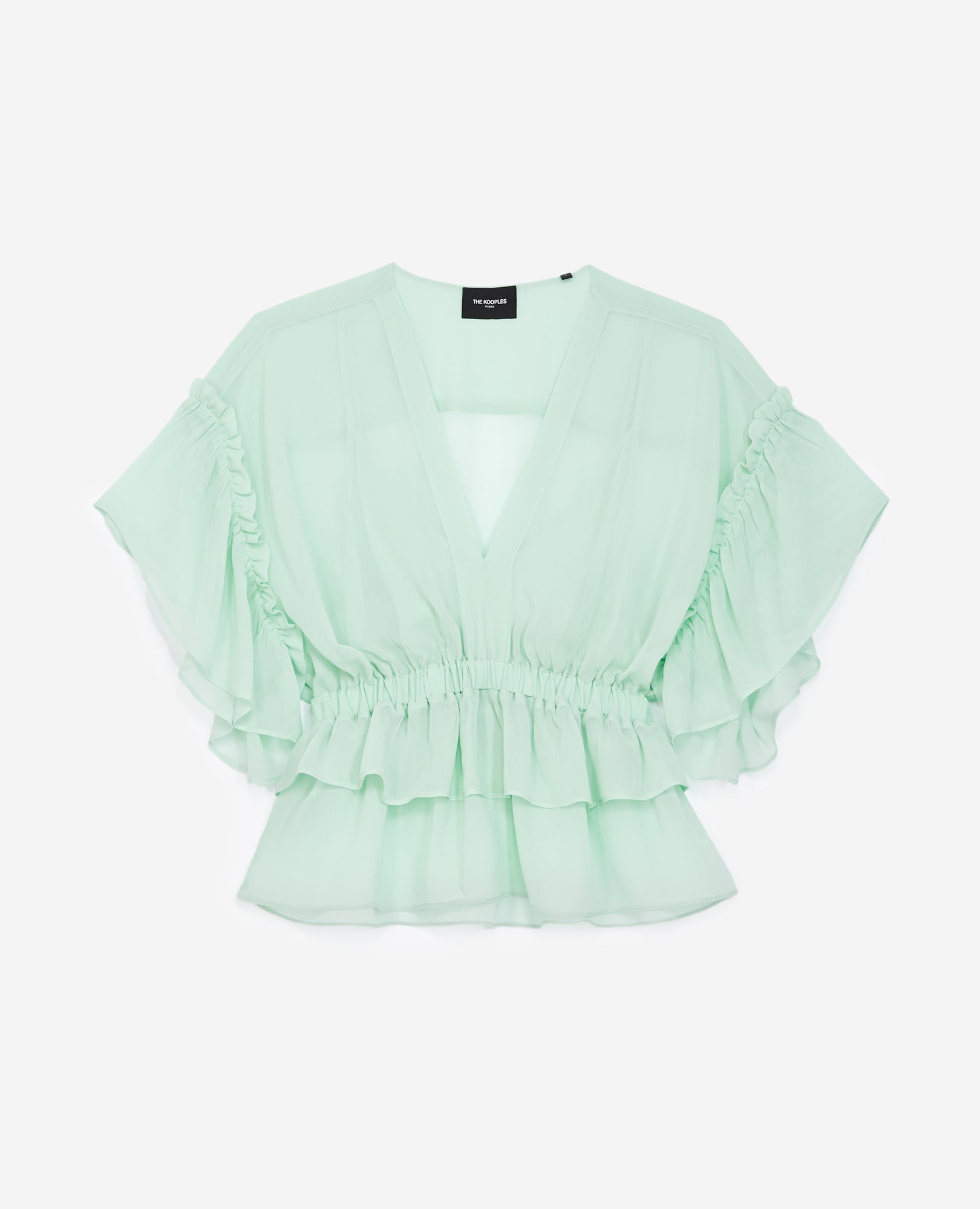 Flowing Green Top With Frills | Women | Mint