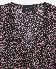 Flowing And Polka-Dot Top | Women | Black x Pink