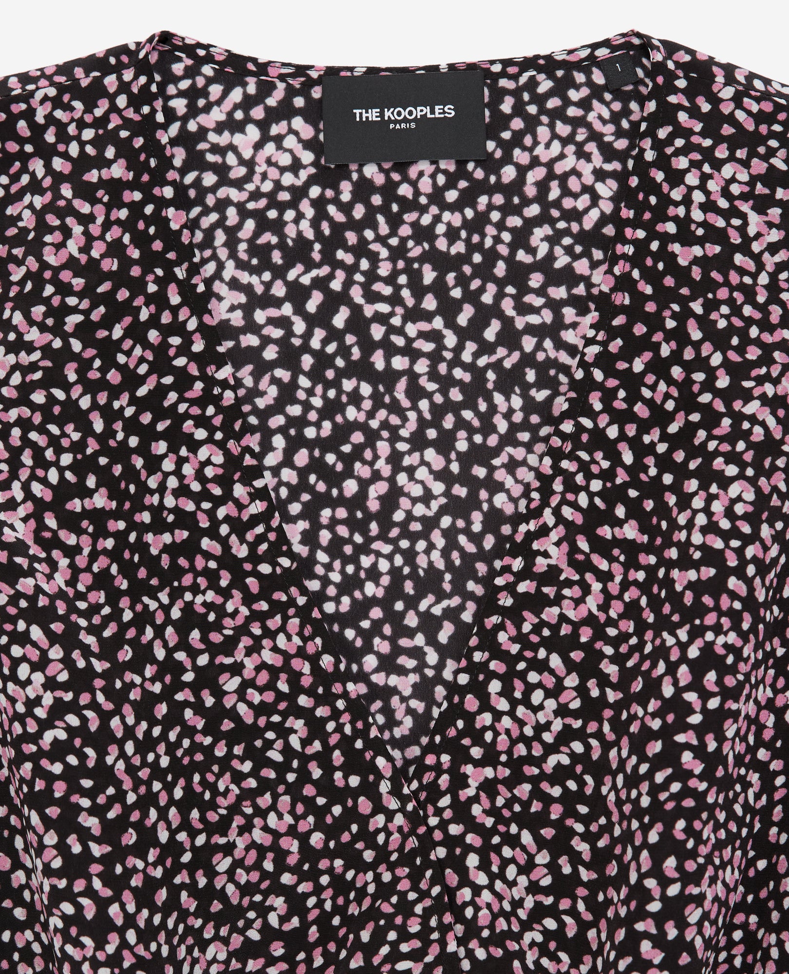 Flowing And Polka-Dot Top | Women | Black x Pink