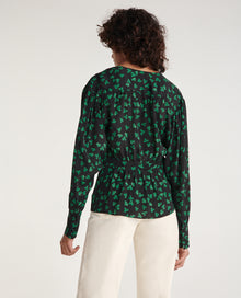 Flowing And Top With Floral Print | Women | Black x Green