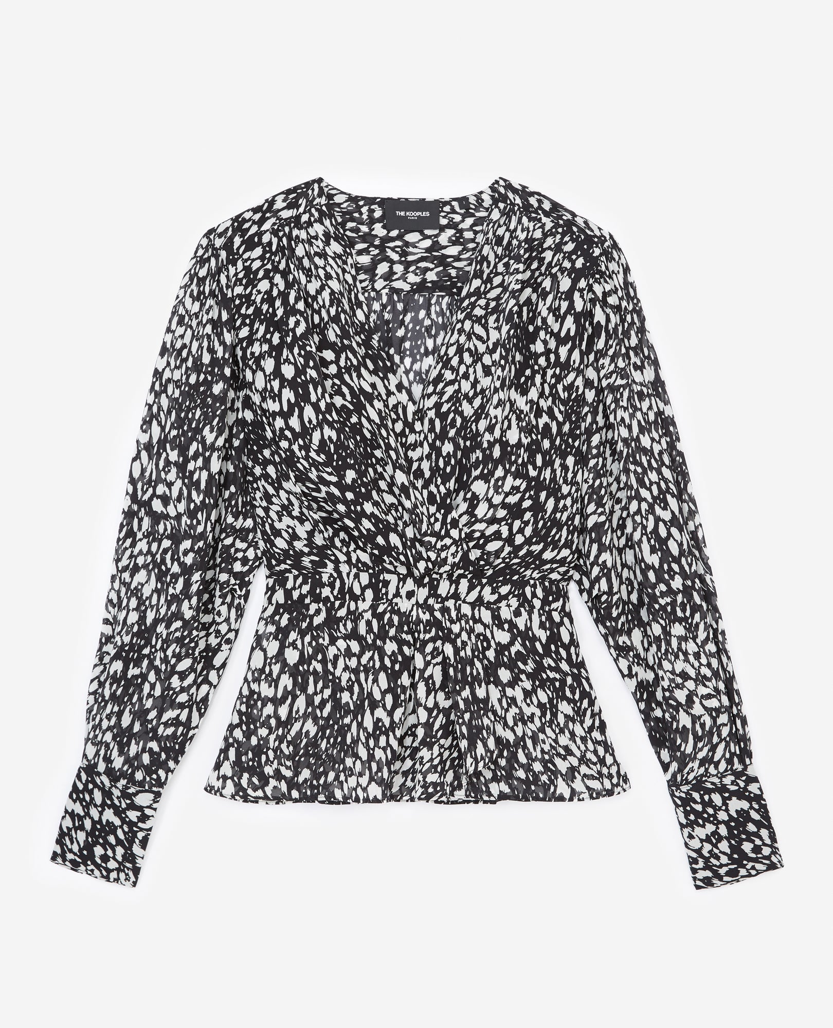 Flowing Top In And Leopard Print | Women | Black x Ecru