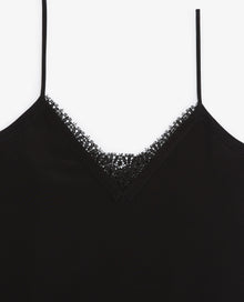 Silk Camisole With V-Neck And Lace Back | Women | Black