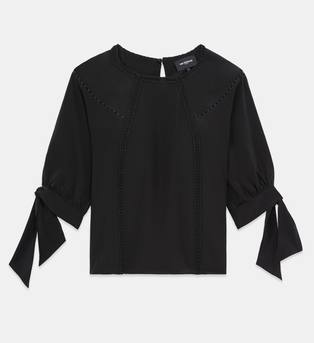 Silk Top With Three-Quarter Length Sleeves | Women | Black