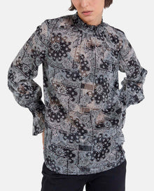 Printed Frilly Blouse | Women | Black