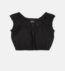 Crepe Top With Short Puffed Sleeves | Women | Black