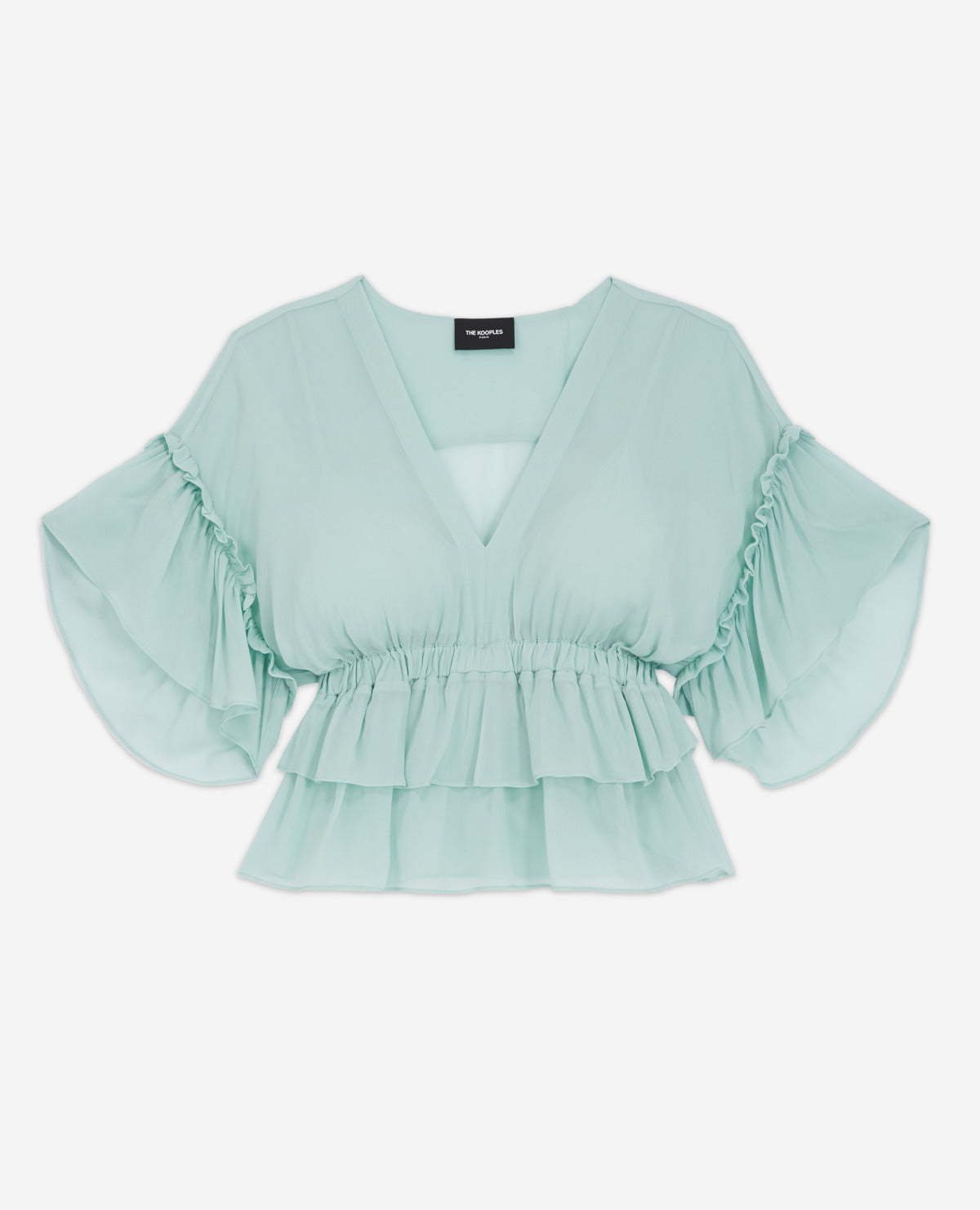 Ruffled Short Sleeved Top | Women | Green