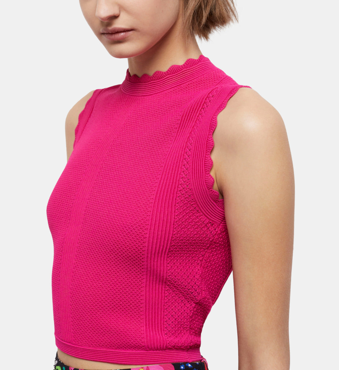 Openwork Short Knit Top | Women | Pink