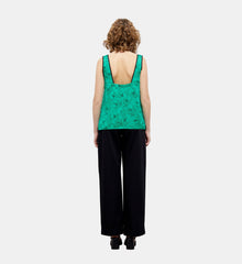 Printed Top With Lace Details | Women | Green