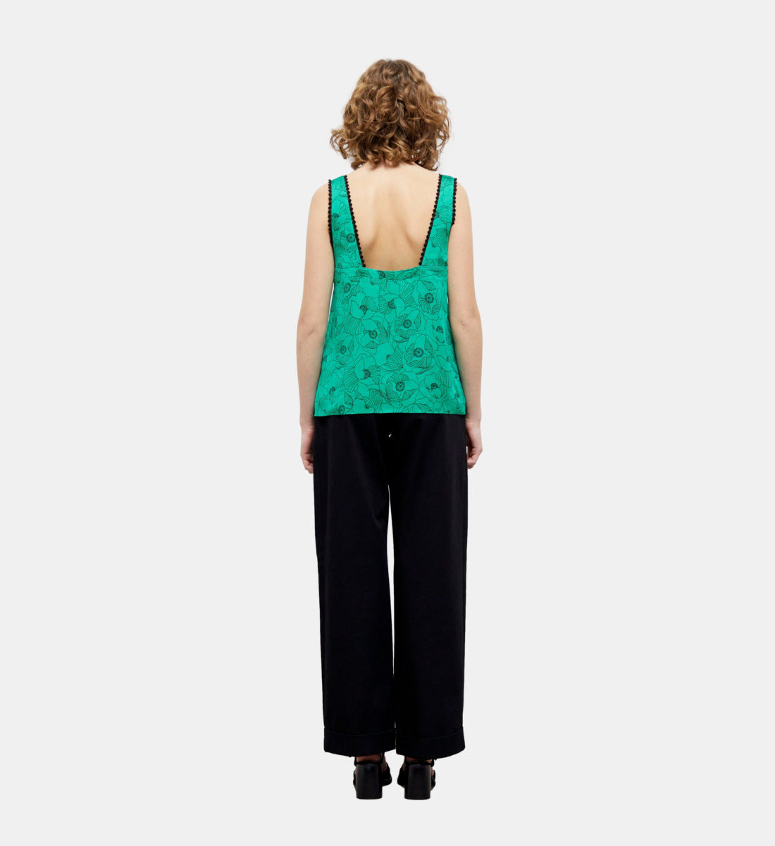 Printed Top With Lace Details | Women | Green