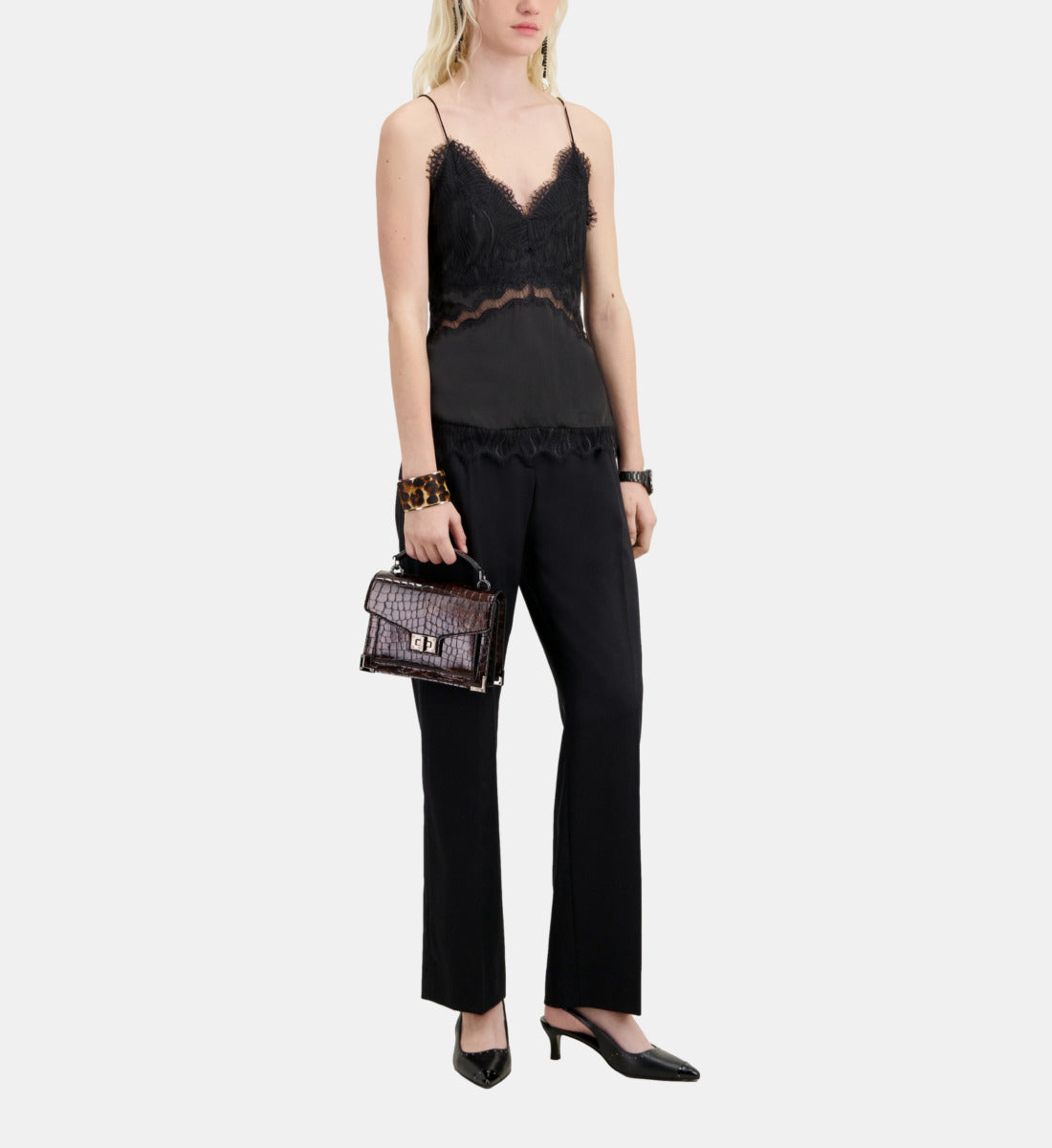 Camisole With Lace Details | Women | Black