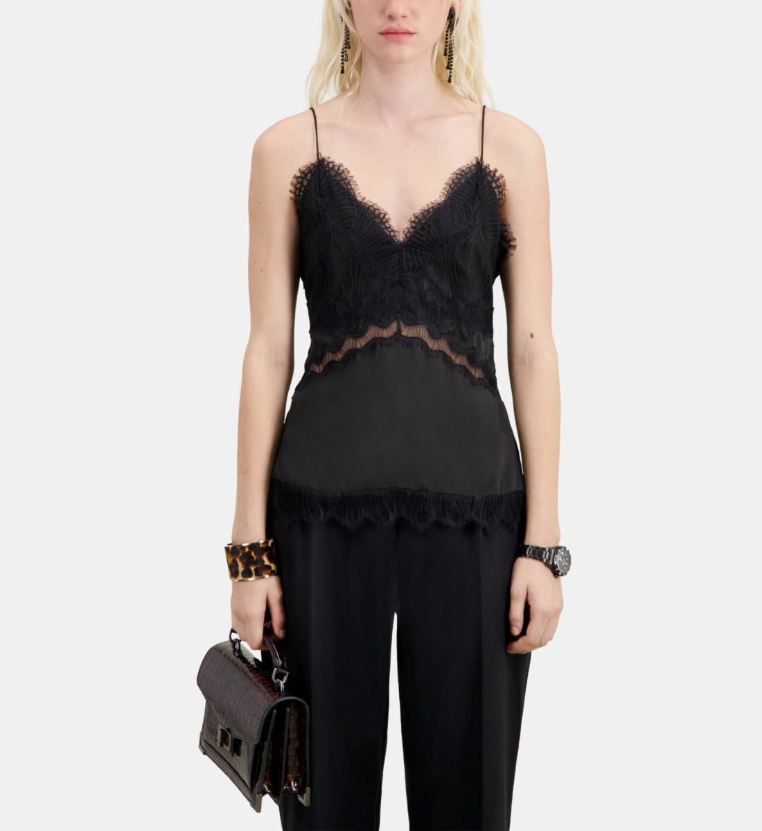 Camisole With Lace Details | Women | Black