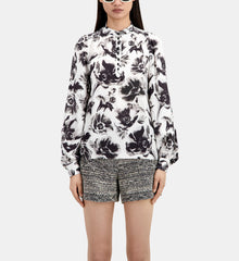 Printed Top With Buttoning | Women | Black x White